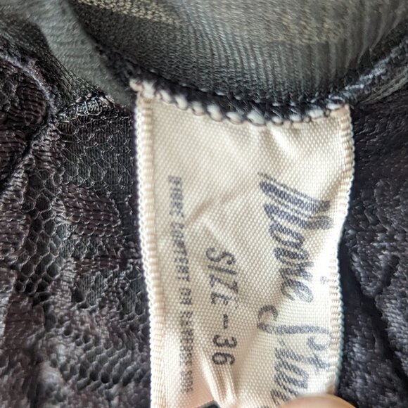 Movie Star Black Nylon Full Slip Dress  Womens With Lace Detail Vintage - Picture 5 of 11